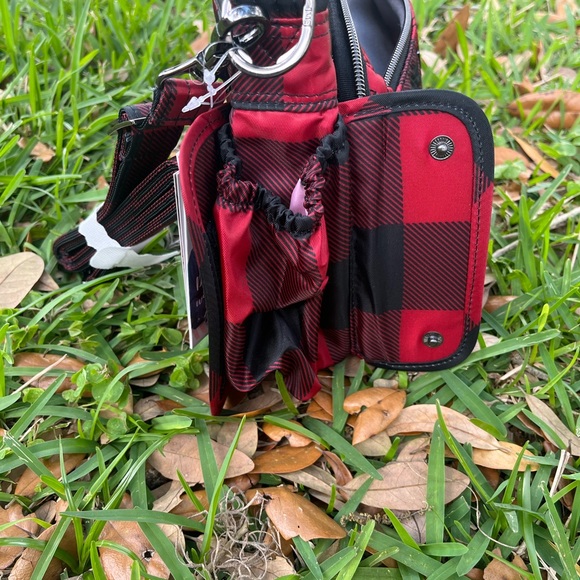 NWT Lug Shimmy Red Black Buffalo Checkered Shoulder Purse with Adjustable Straps - Picture 9 of 12